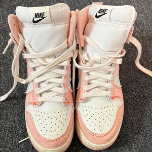Nike Women’s High-Top Sneakers in White & Peach